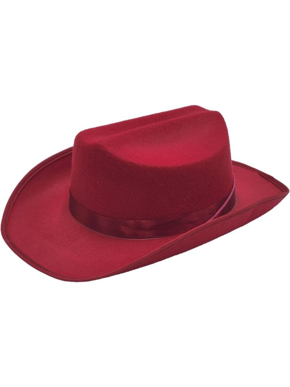Kids Burgundy Fabric Felt Costume Strap Western Cowboy Hat 22 Circumference